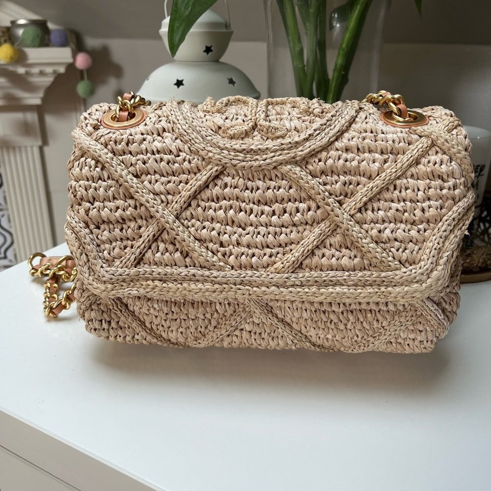 Tory Burch Fleming Soft Straw Small Convertible Shoulder Bag
